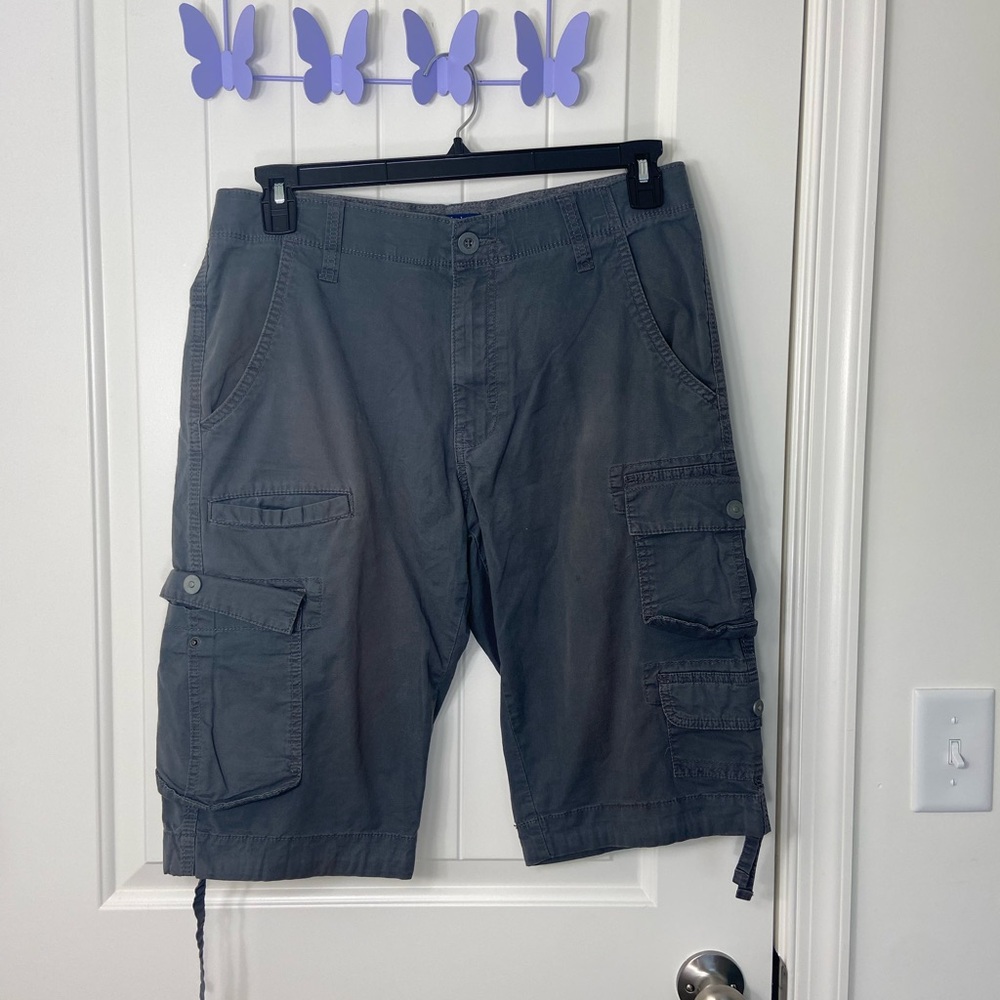 George‎ men’s gray pocket cargo adjustable hem pocket shorts summer size 32